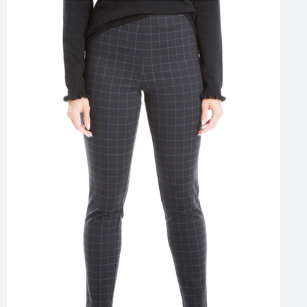 Max Studio Black Plaid Skinny Pants